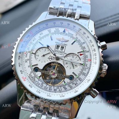 Copy Breitling Navitimer Tourbillon Steel Automatic Men Watch White Dial